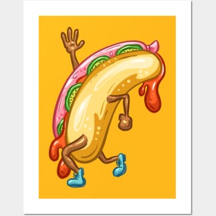 Weenie Hot Dog Walking Fast Food Posters and Art